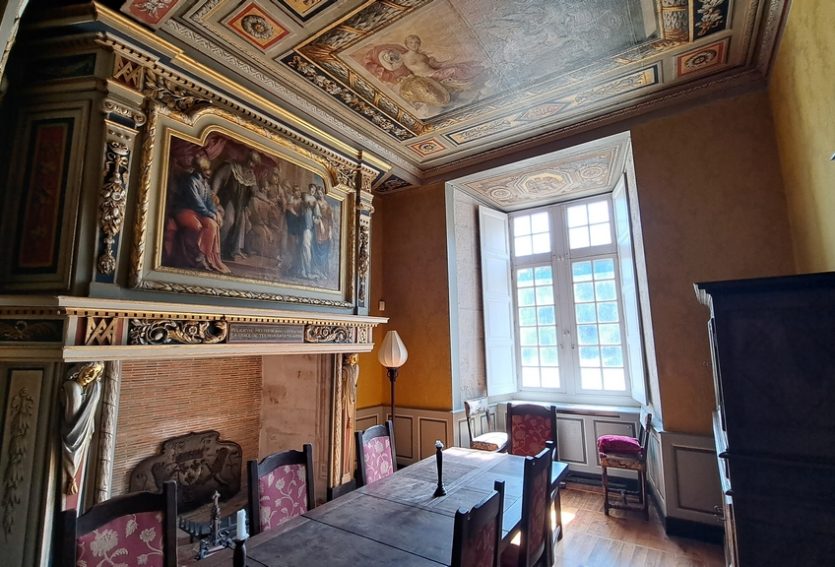 Splendide château M.H. avec chapelle romane, gîtes, dépendances et parc de 14 ha.