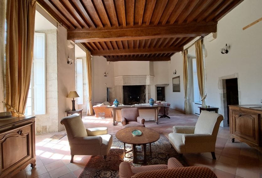 Splendide château M.H. avec chapelle romane, gîtes, dépendances et parc de 14 ha.